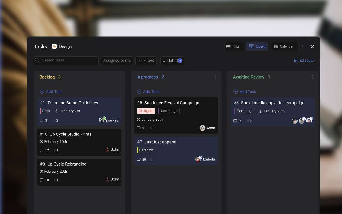 task board agile example