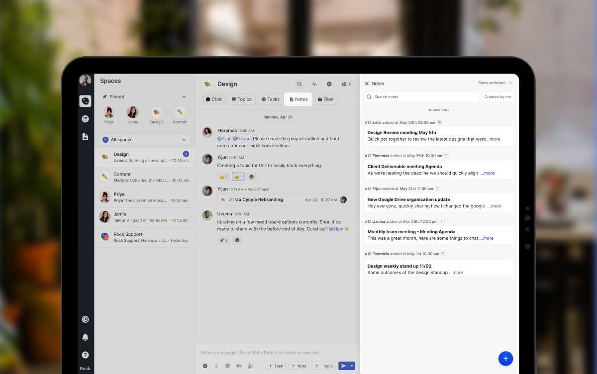 meeting agenda example in notes mini-app