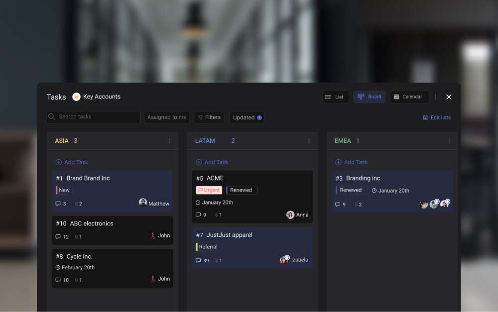 key accounts manager task board rock