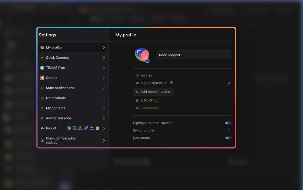 customer support workflow set up with rock