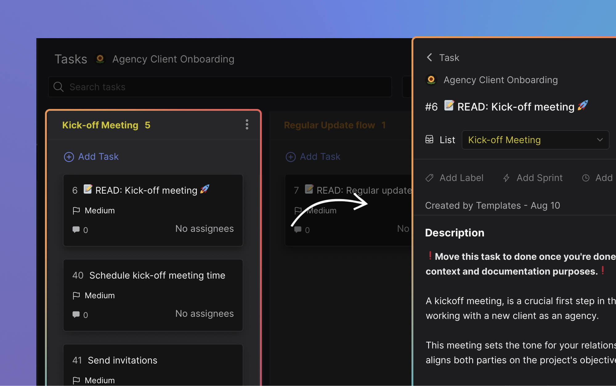 6th step in the marketing onboarding process: the client kickoff meeting. Highlight of things to consider and a checklist with steps to plan an effective kickoff meeting.