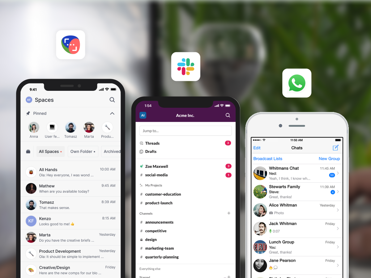 slack vs WhatsApp interface