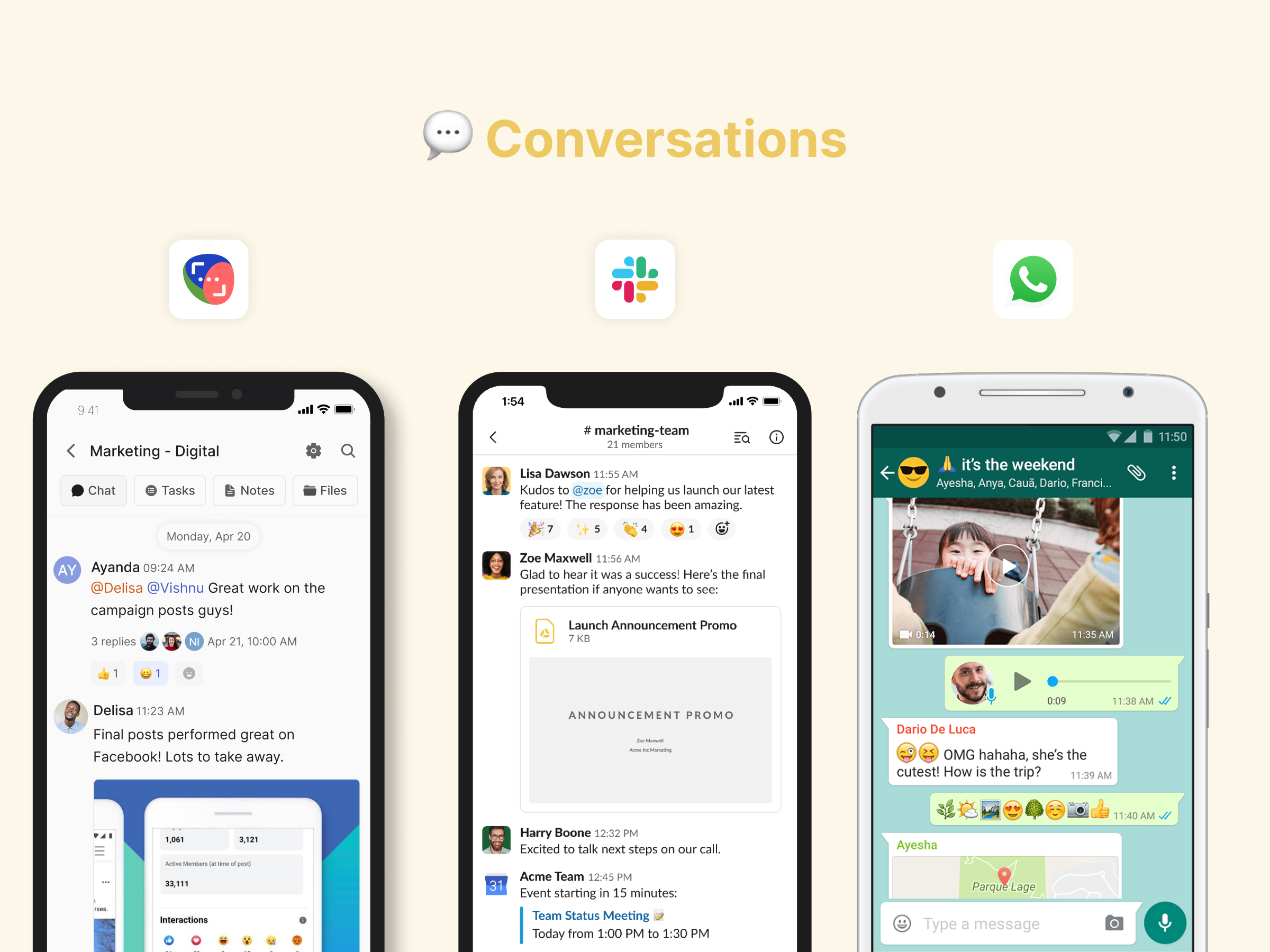 slack vs WhatsApp vs rock conversations