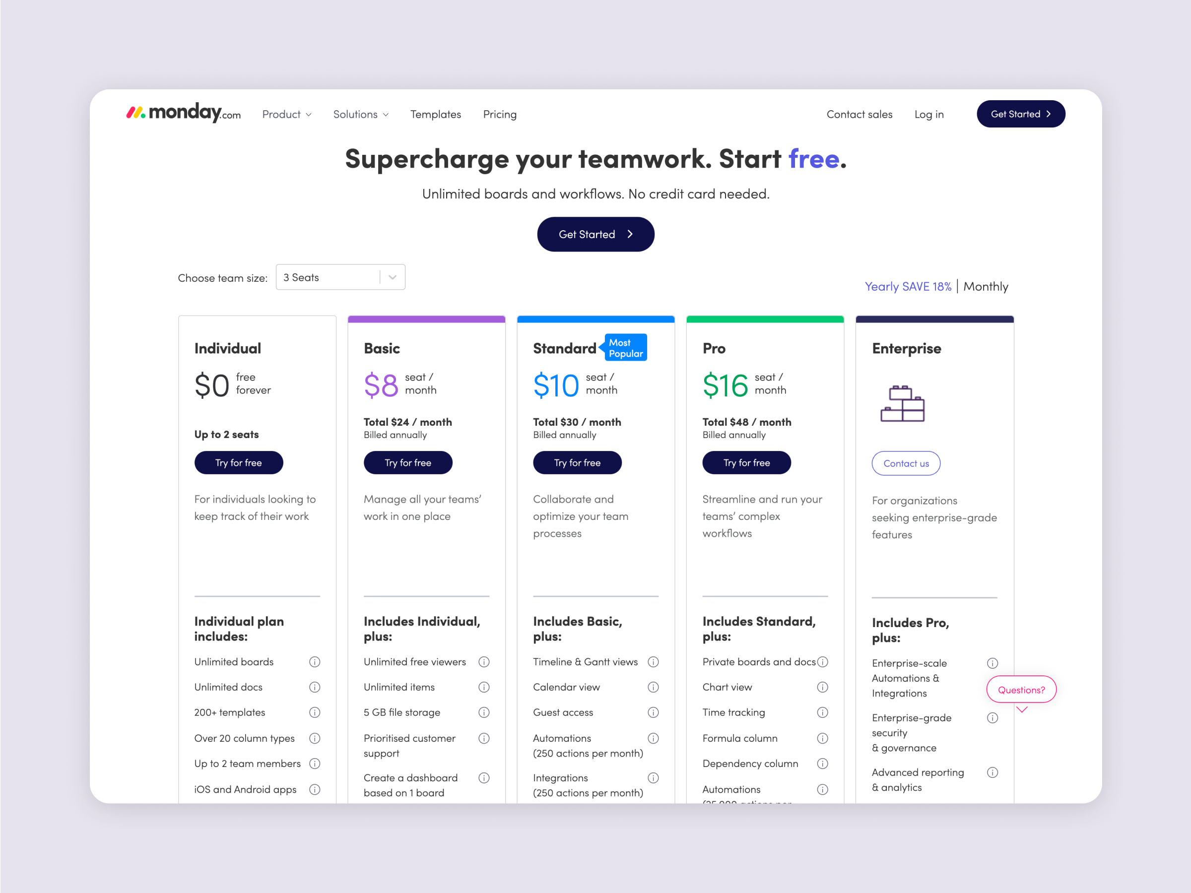 Clickup vs Monday.com - Monday pricing