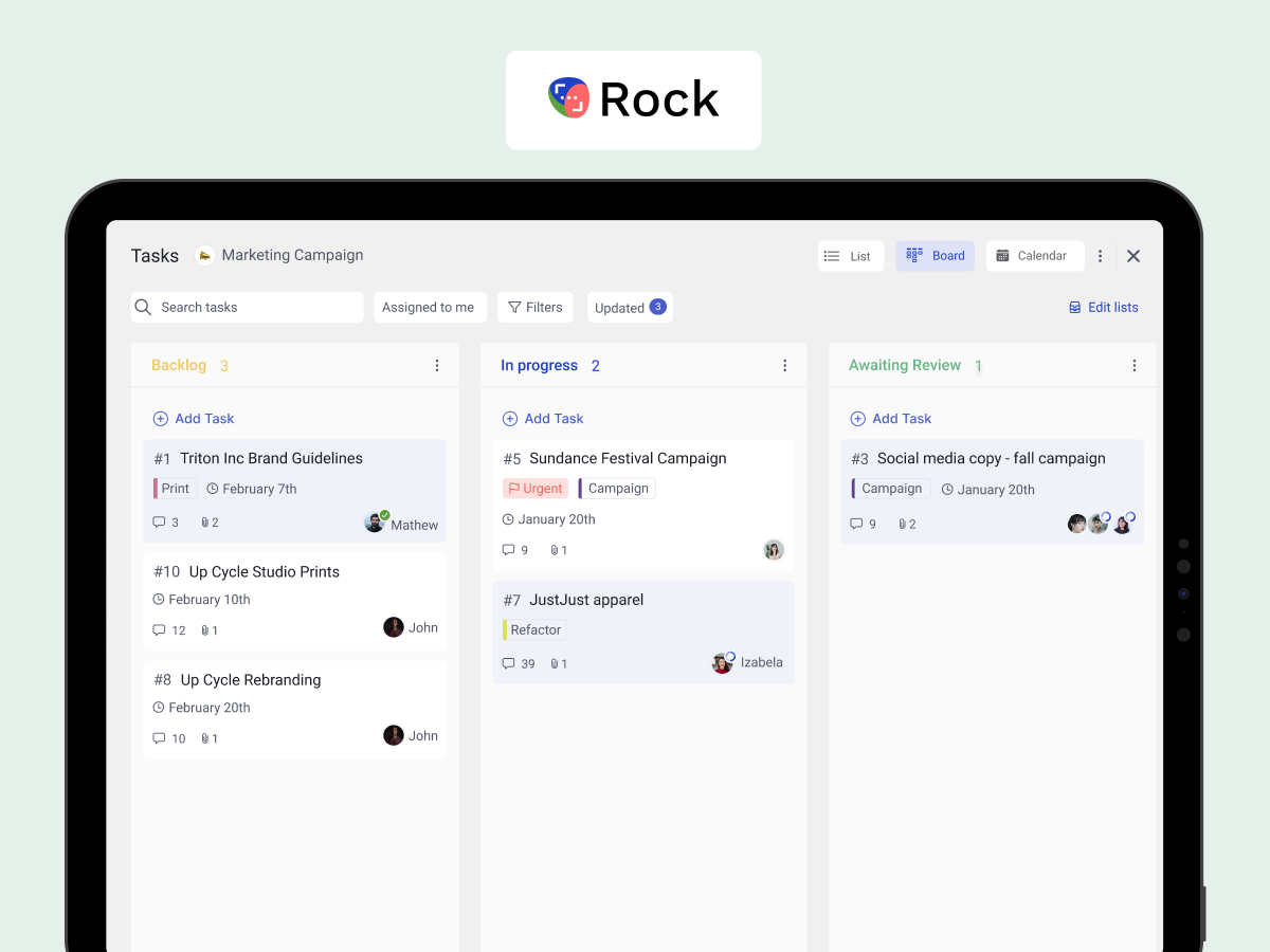 remote work tools project management Rock