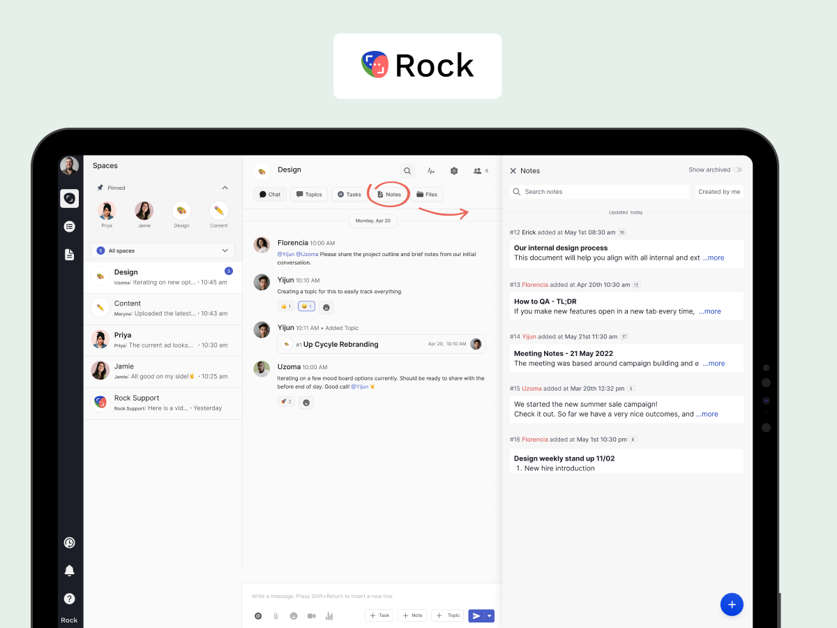 remote work tools notes rock