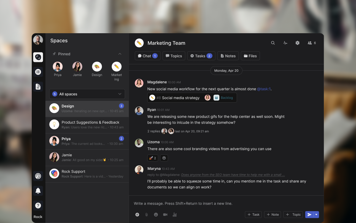 cross functional team collaboration platform rock