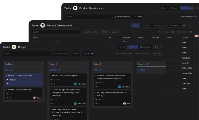 Jira competitor Rock with multiple taks management views