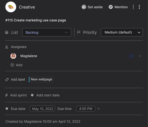 Rock tap to organize feature highlight convert messages into tasks, notes or comments