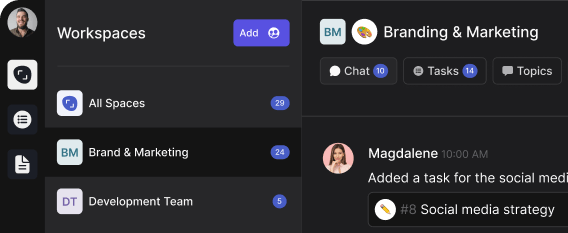 Facebook Messenger competitor rock workspaces overview 