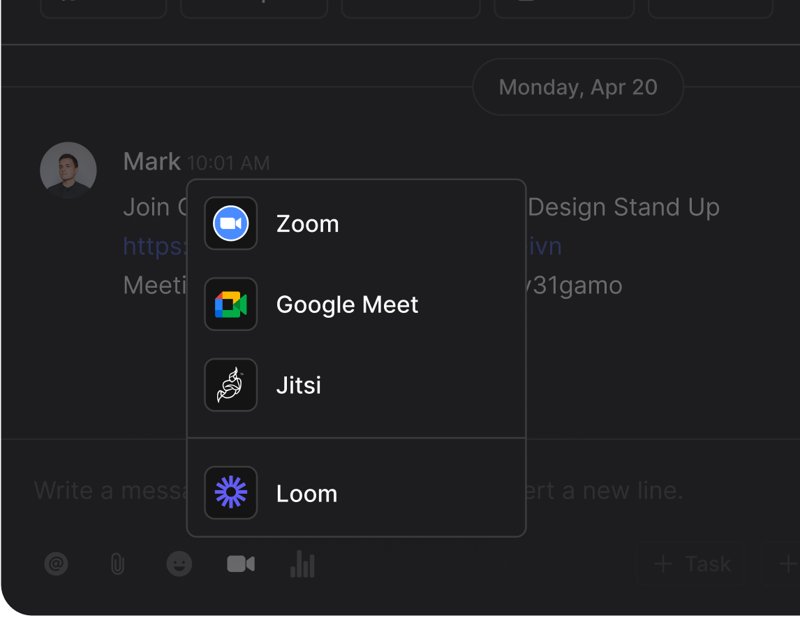 Monday competitor Rock meetings mini-app overview