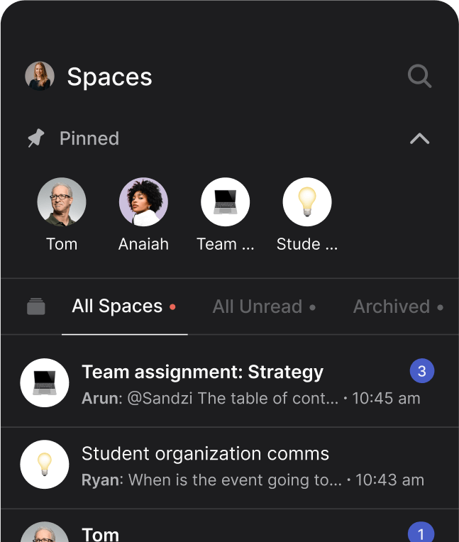 Student project management solution Rock mobile example with multiple spaces and projects open