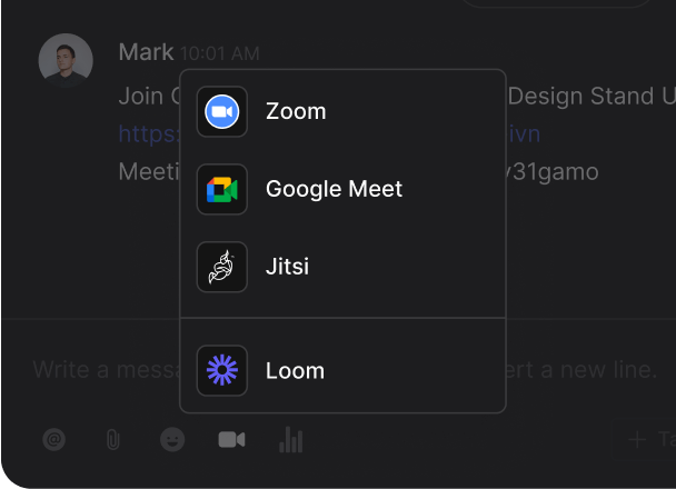 Rock meetings mini-app for students with Zoom, Google Meet, Loom and Jitsi