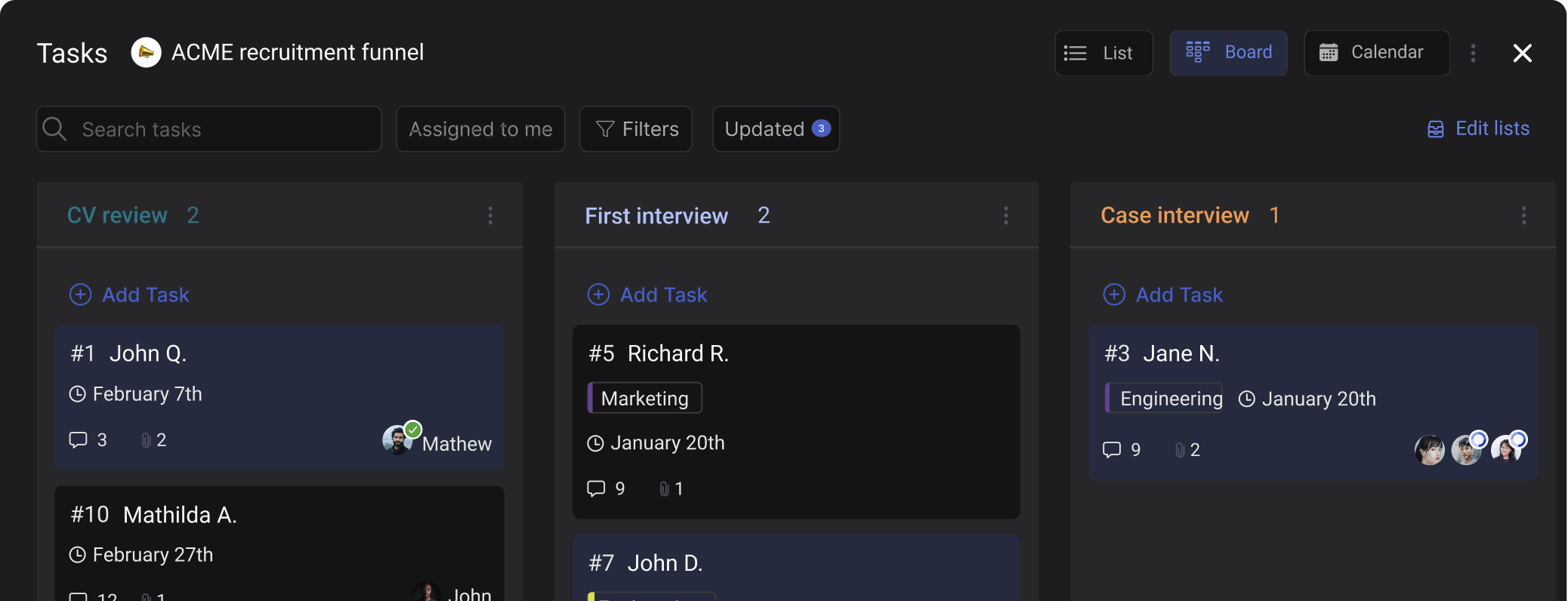 Rock for recruiting communications and collaboration