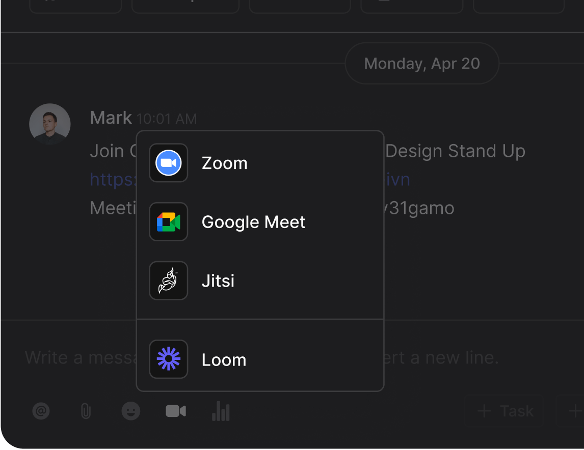 Meeting functionality in a recruitment space