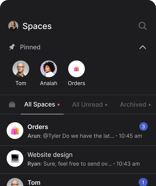 Rock for small businesses example of a workspace on mobile view