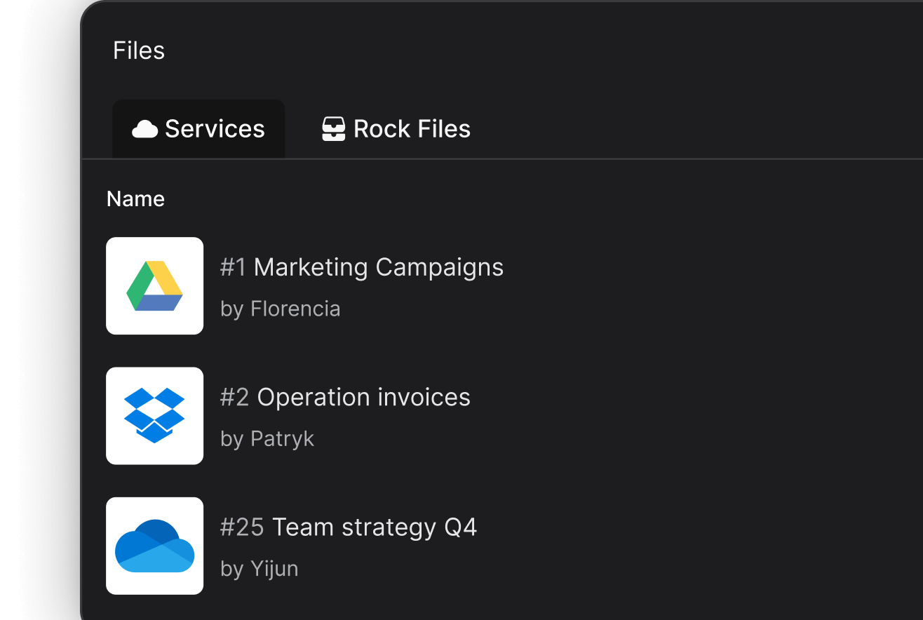 Integrated files for a small business including Google Drive, Dropbox and Onedrive