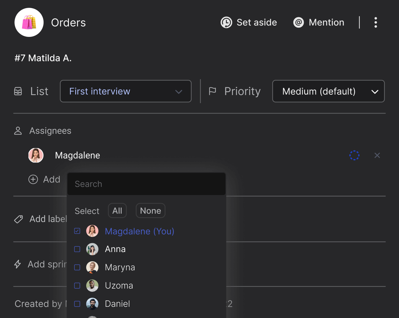 Small business tasks assignees functionality highlight