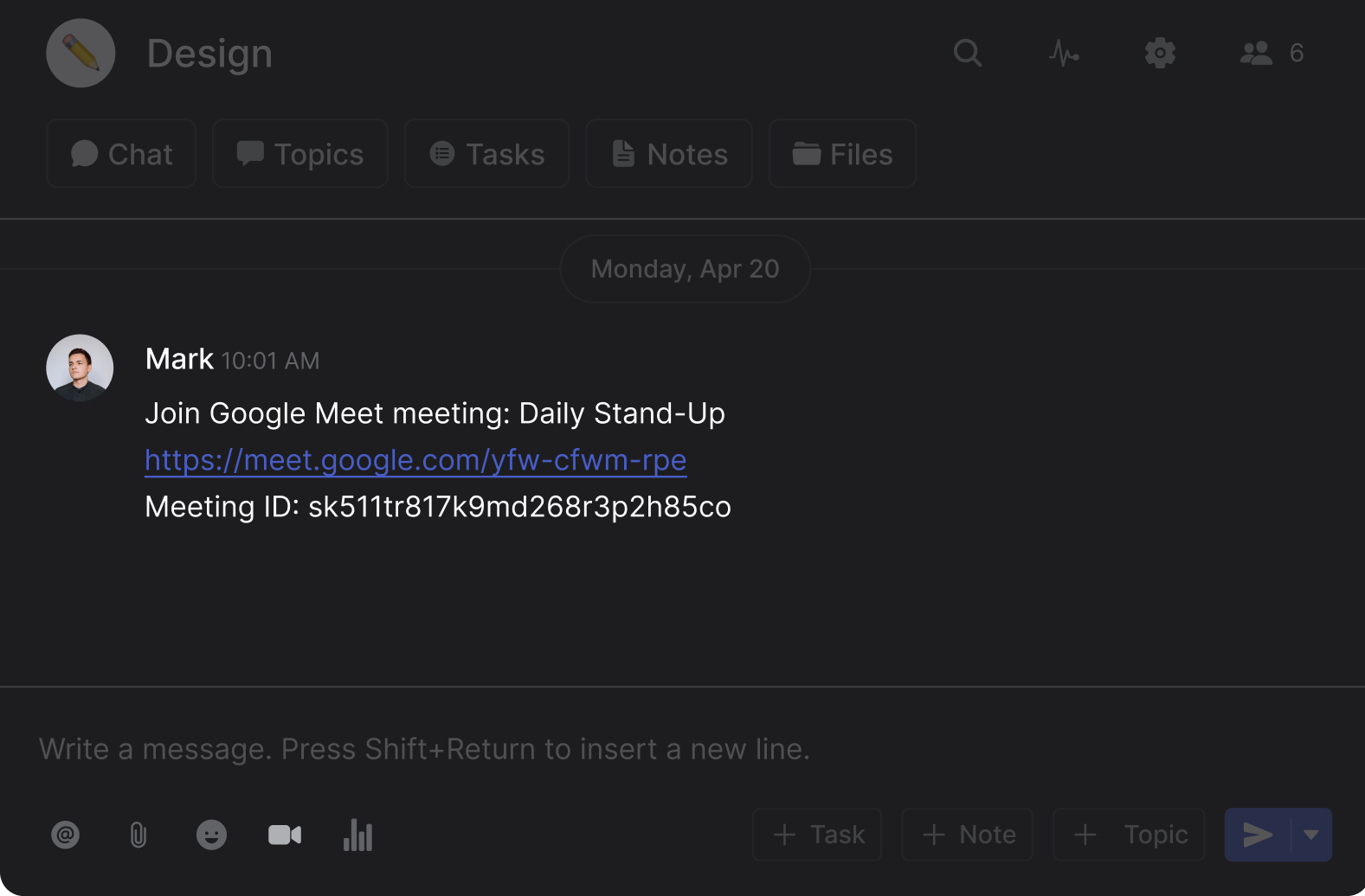 Instant meeting functionality for Google Meet on Rock
