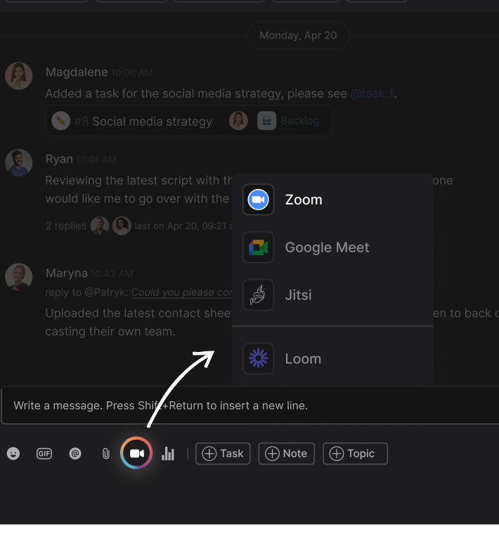 Rock space with Zoom integration highlight