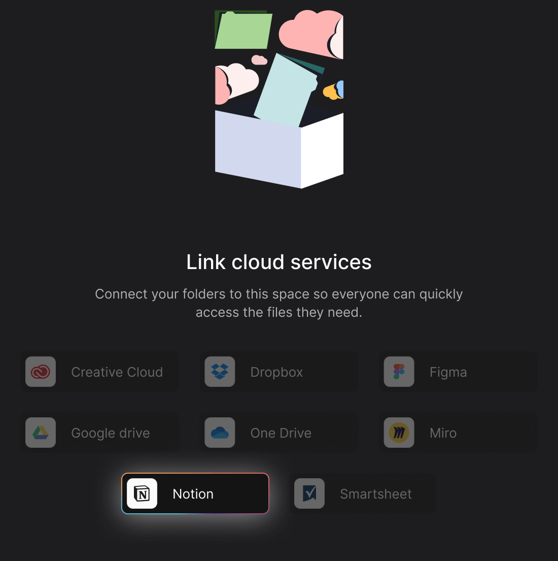 Rock cloud integration panel highlight Notion integration