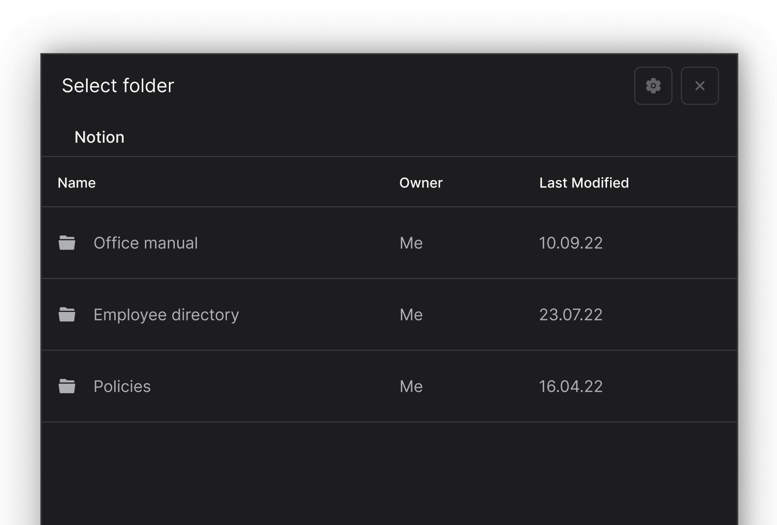 Notion add relevant folders in the Files mini-app of a space