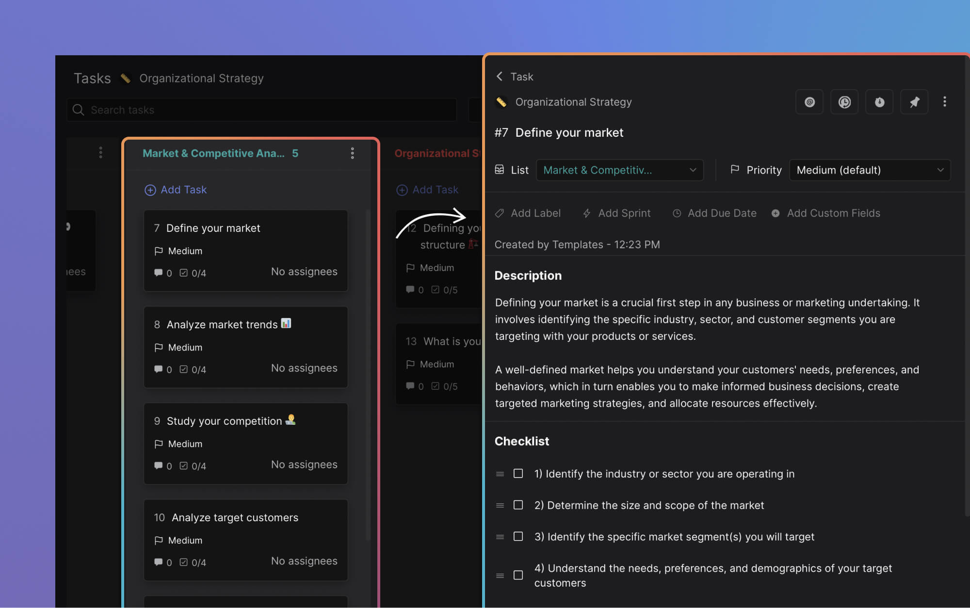 Market and competitive analysis workflow template