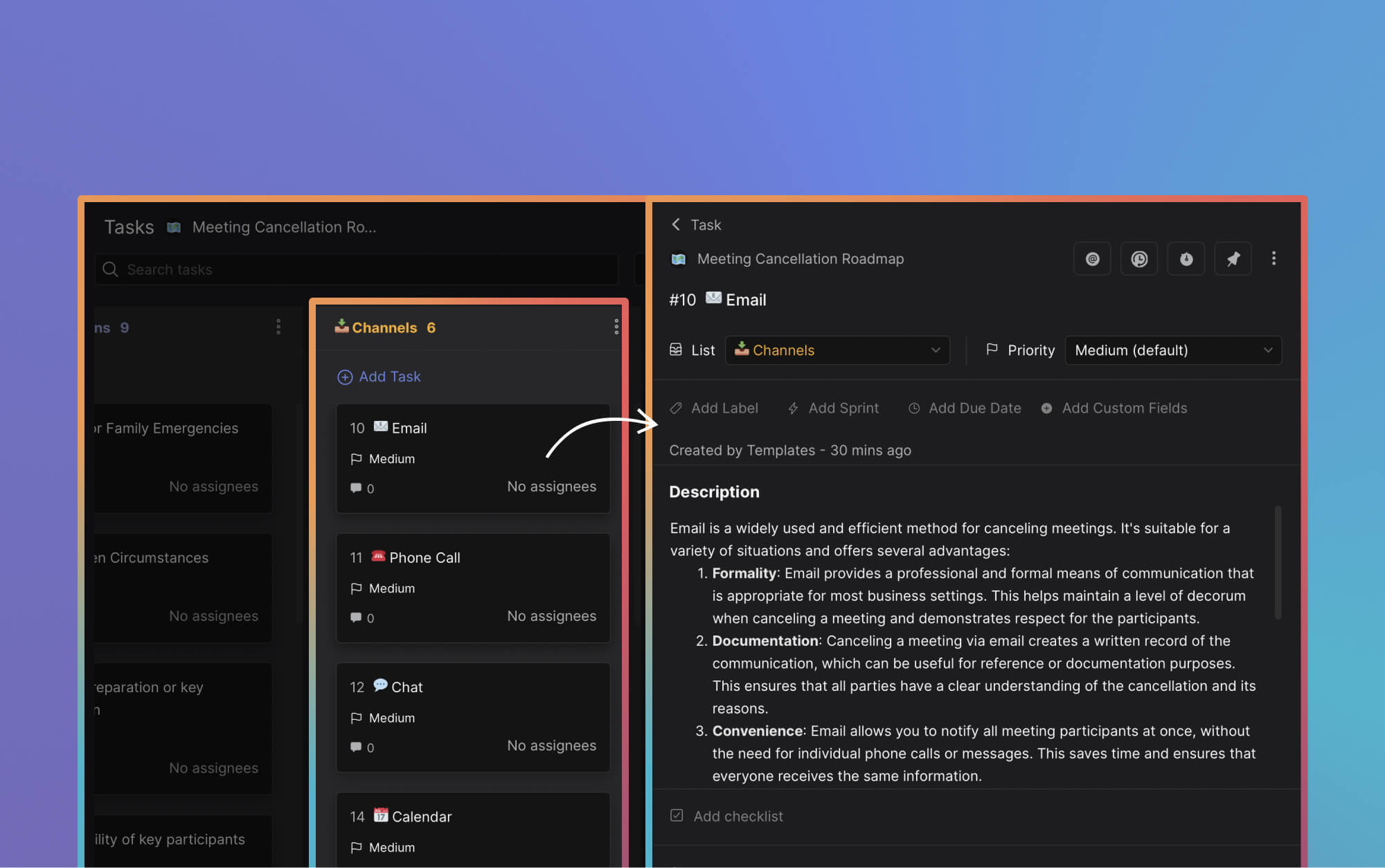 channels to cancel an email examples