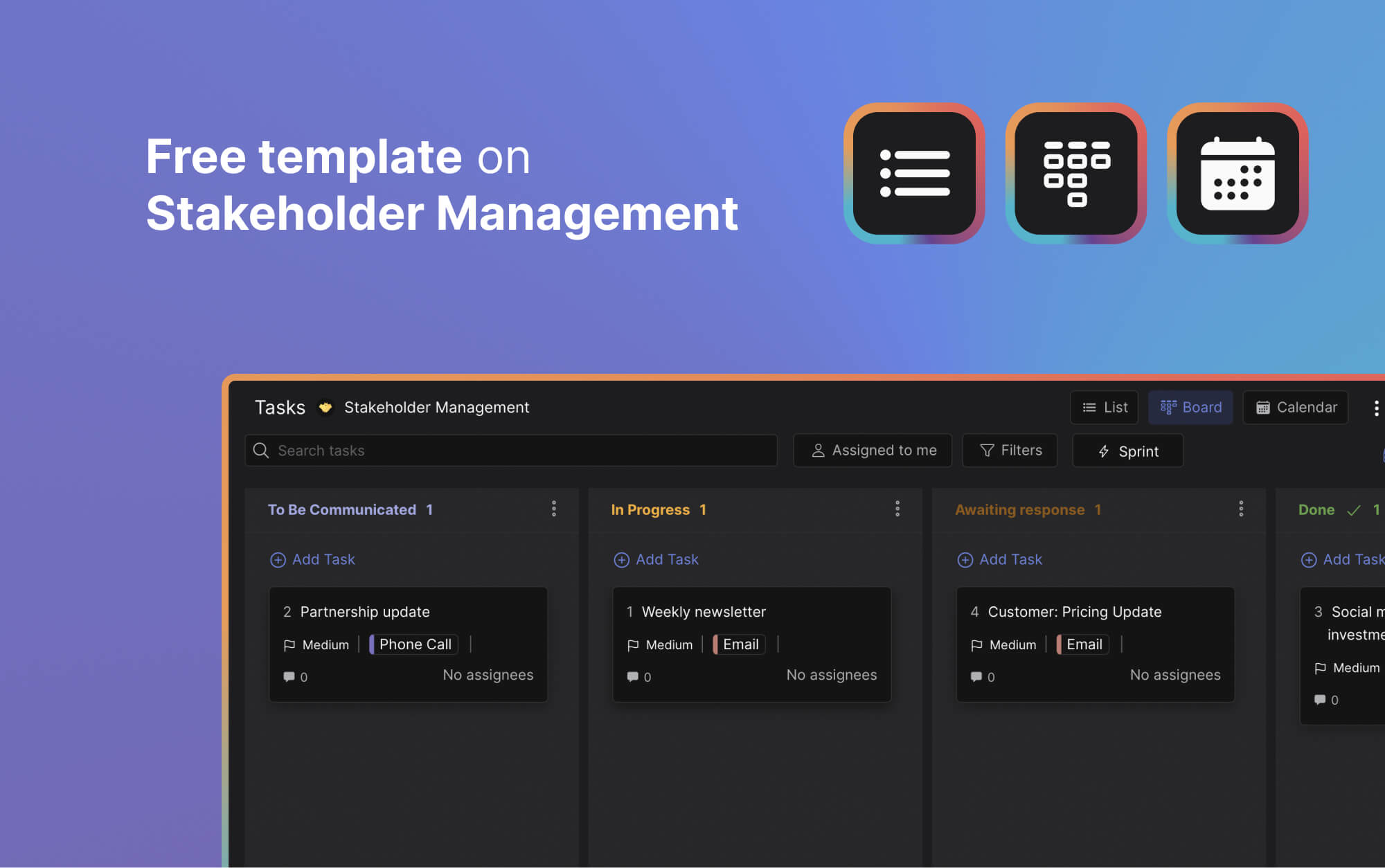 Communication strategies stakeholder management template