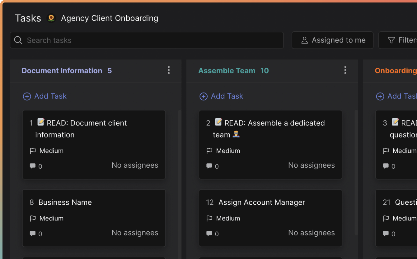 Asana alternative Rock main interface with multiple spaces and an open chat
